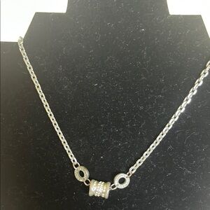 Elegant Silver Necklace with Crystal Accents. Vintage. GUC